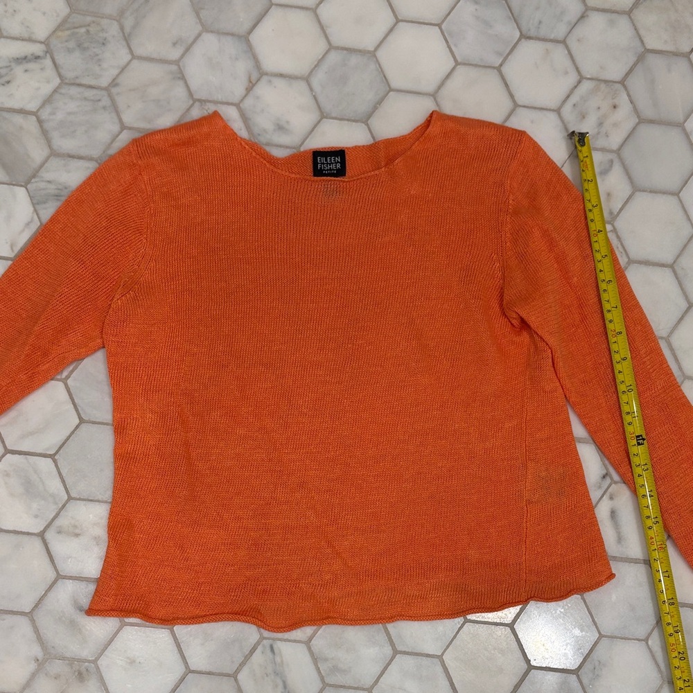 Eileen Fisher Bright Orange Crew Neck Sweater